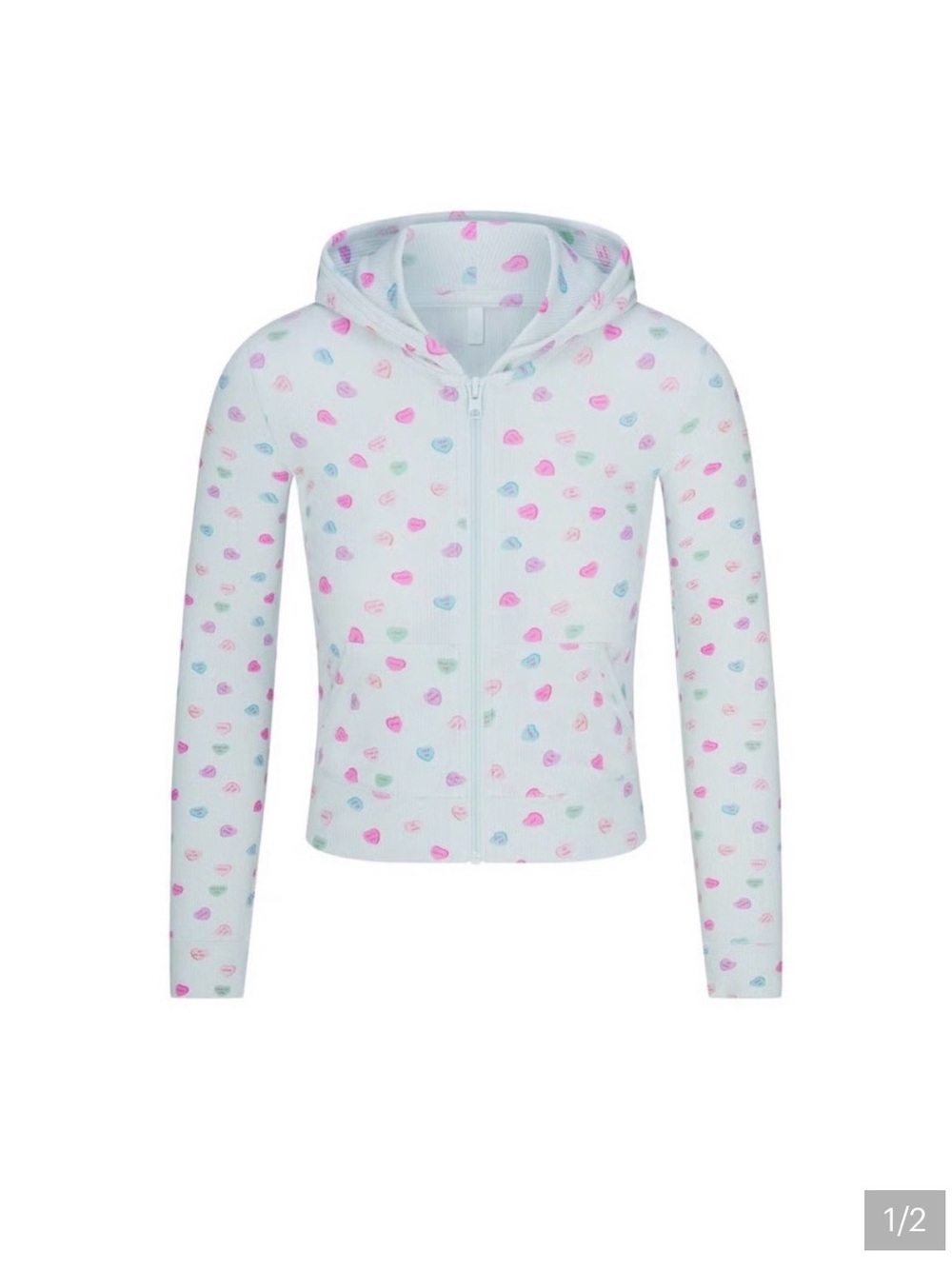 SKIMS Cozy Soft Lounge Candy Heart Zip Up Hoodie
